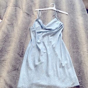 Baby Blue Cowl Neck Mini Dress